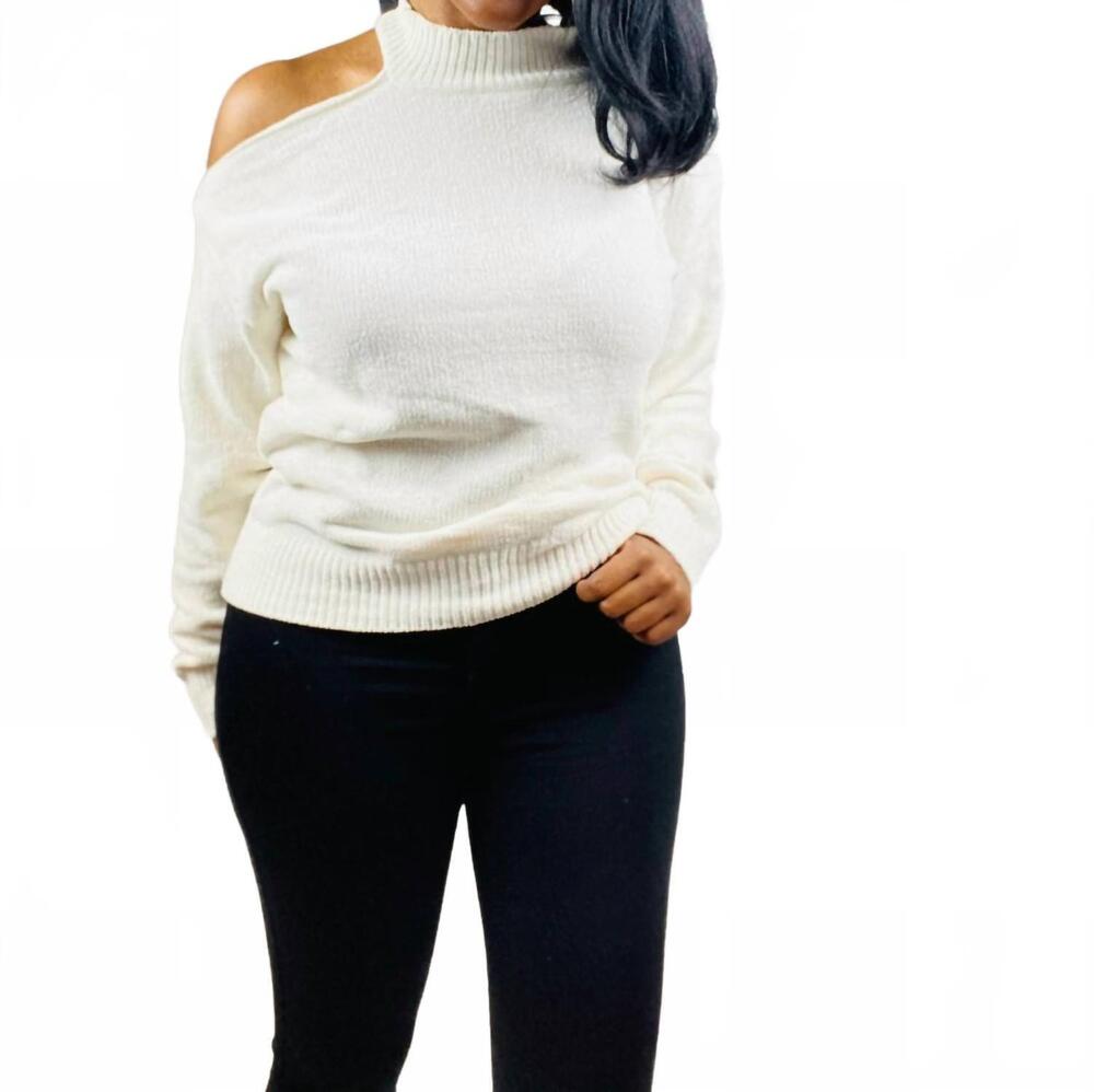 NEW EE:SOME sophia cold shoulder sweater in cream